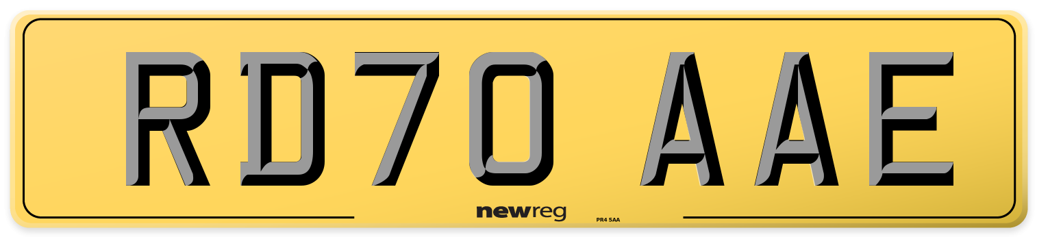 RD70 AAE Rear Number Plate
