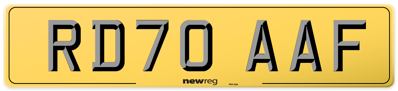 RD70 AAF Rear Number Plate