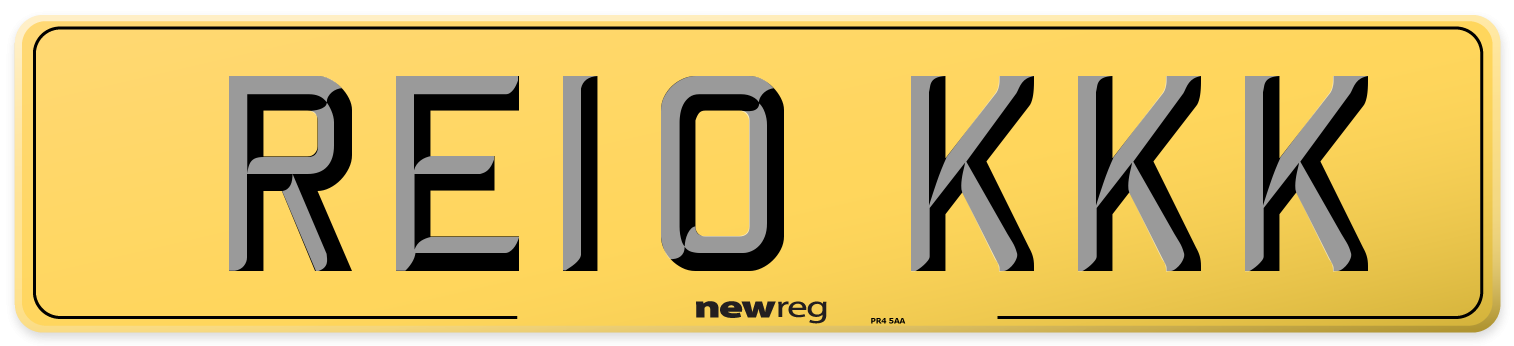 RE10 KKK Rear Number Plate