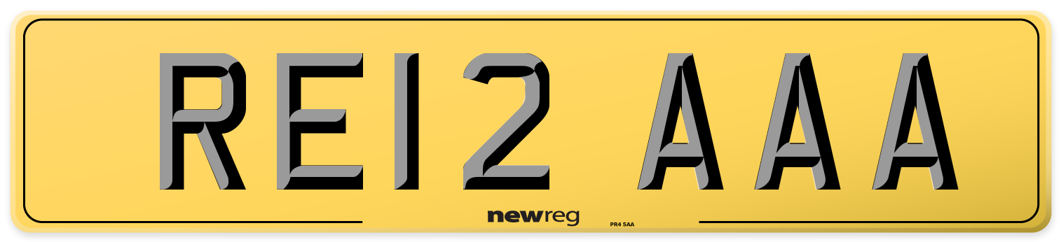 RE12 AAA Rear Number Plate