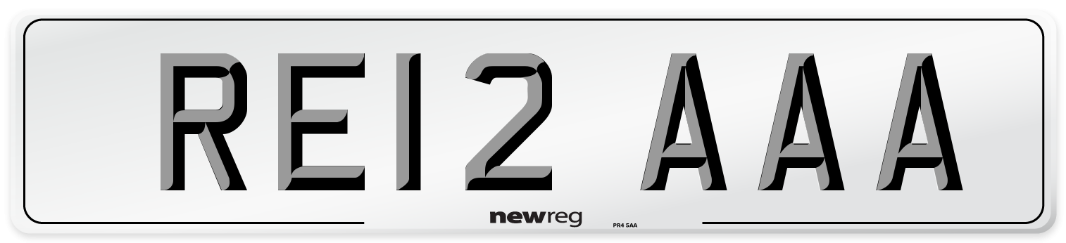RE12 AAA Front Number Plate