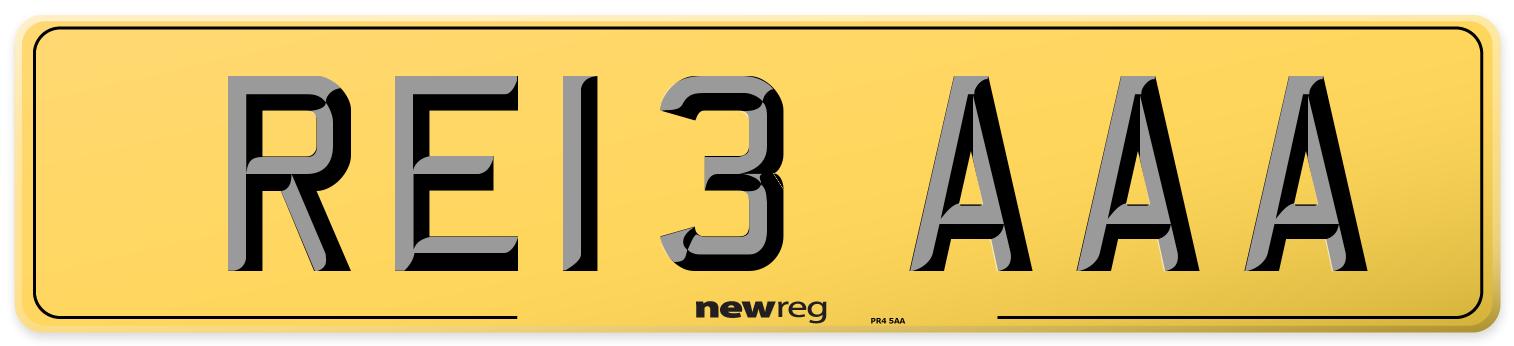 RE13 AAA Rear Number Plate