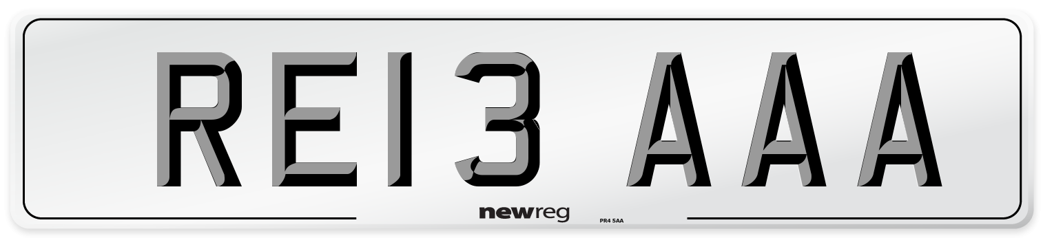 RE13 AAA Front Number Plate