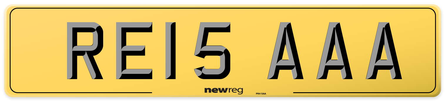 RE15 AAA Rear Number Plate