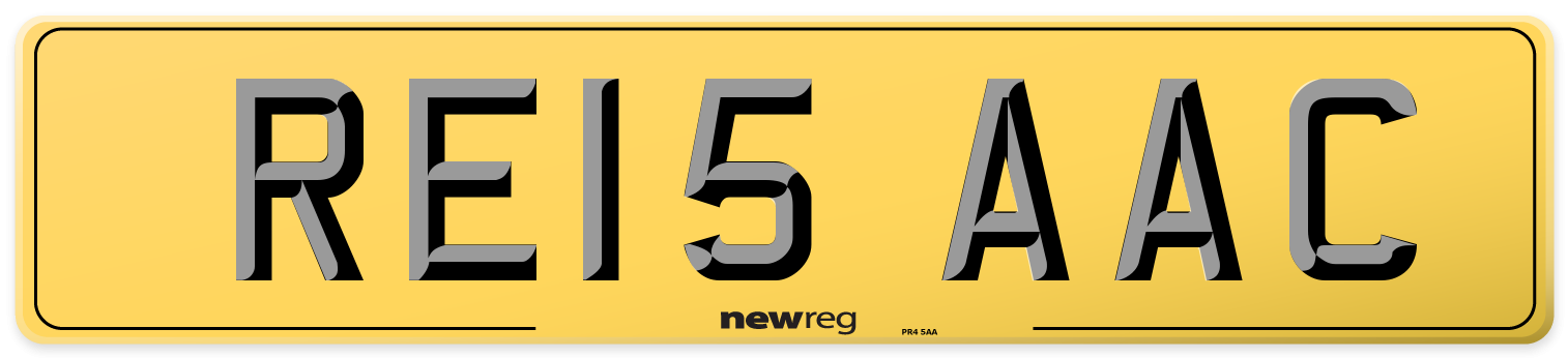 RE15 AAC Rear Number Plate