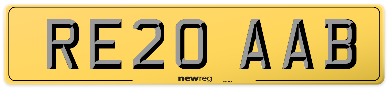 RE20 AAB Rear Number Plate