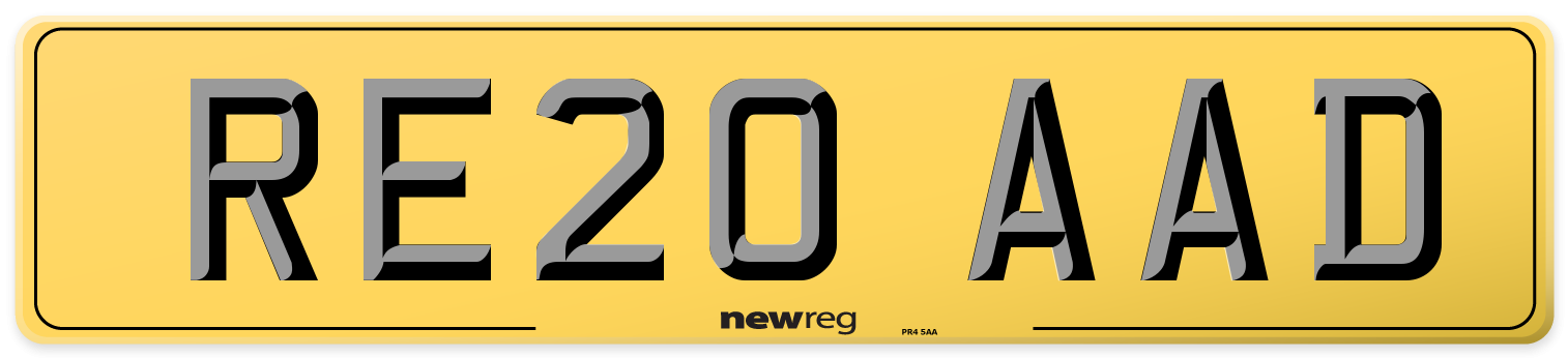 RE20 AAD Rear Number Plate