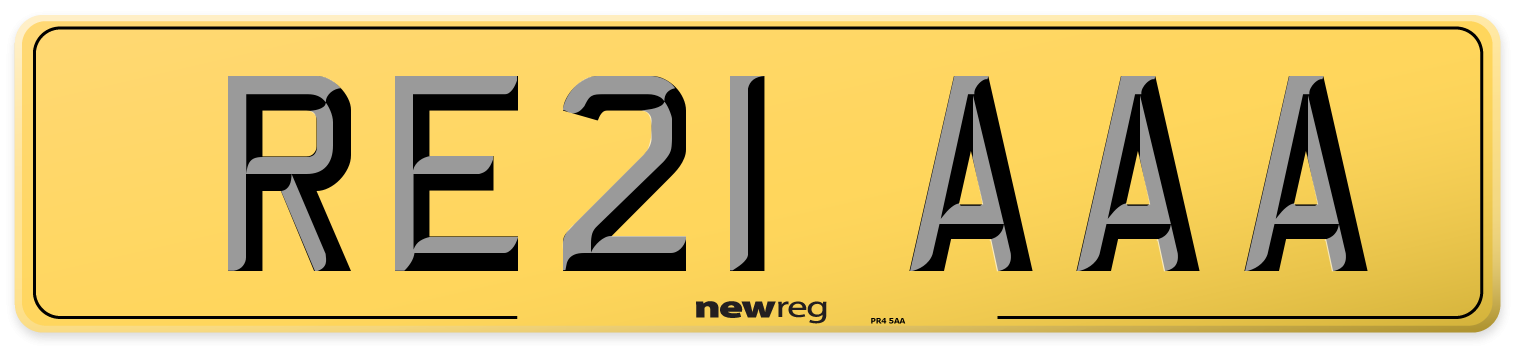 RE21 AAA Rear Number Plate
