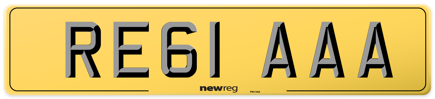 RE61 AAA Rear Number Plate