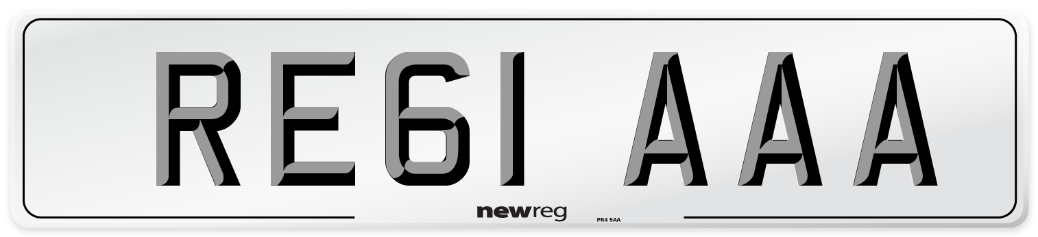 RE61 AAA Front Number Plate