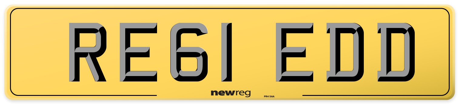 RE61 EDD Rear Number Plate
