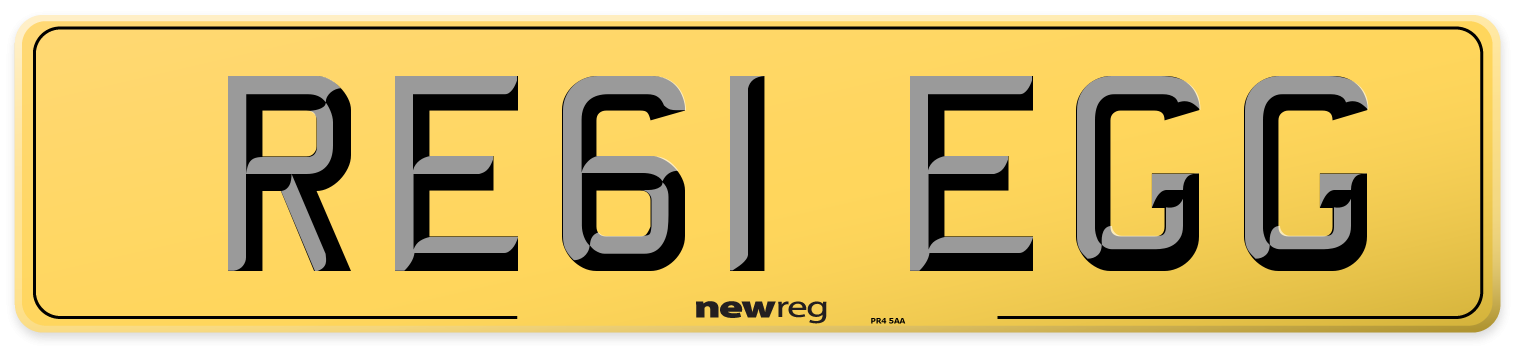 RE61 EGG Rear Number Plate