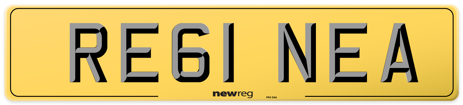 RE61 NEA Rear Number Plate