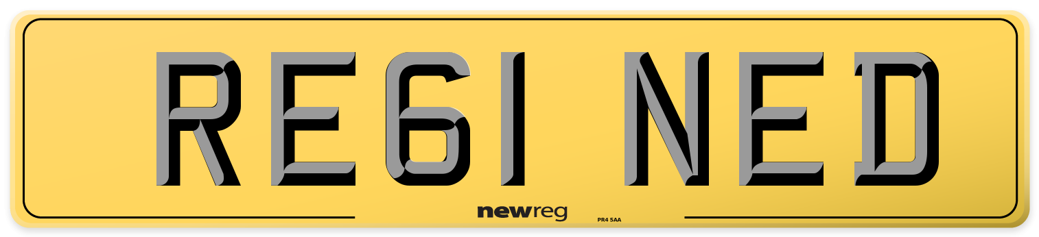 RE61 NED Rear Number Plate