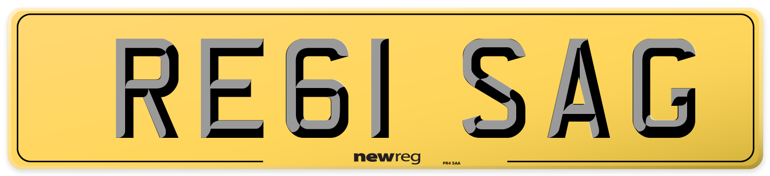 RE61 SAG Rear Number Plate