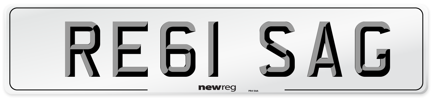 RE61 SAG Front Number Plate