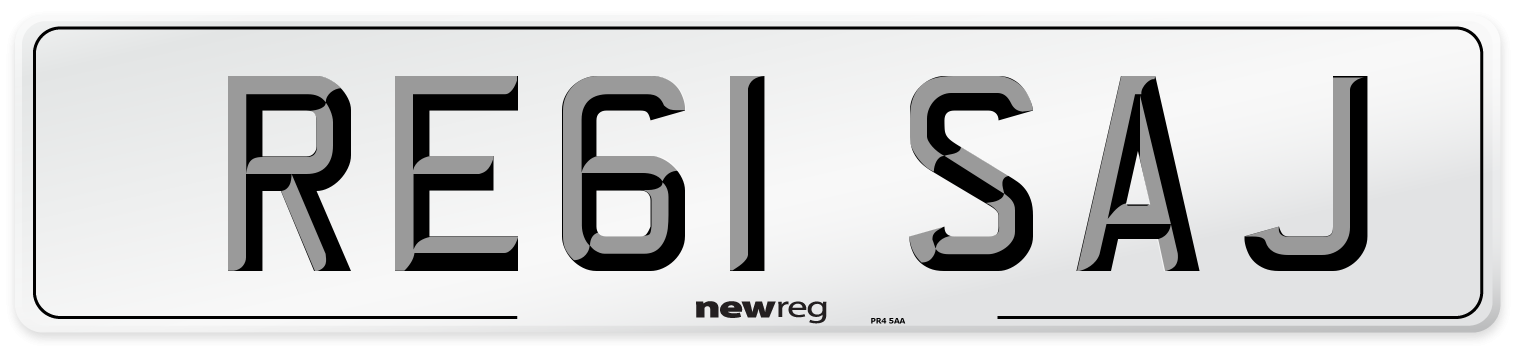 RE61 SAJ Front Number Plate