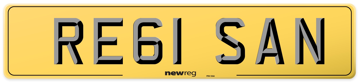 RE61 SAN Rear Number Plate