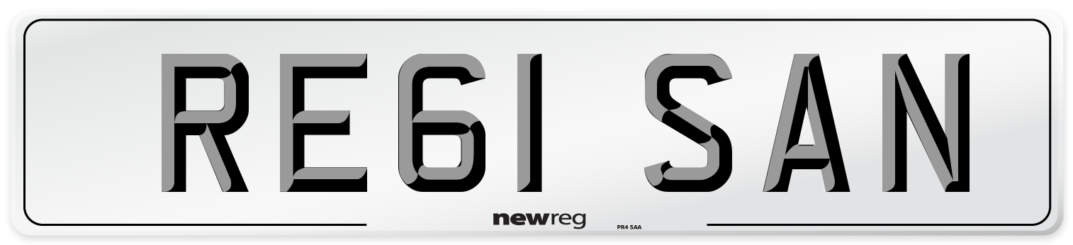 RE61 SAN Front Number Plate