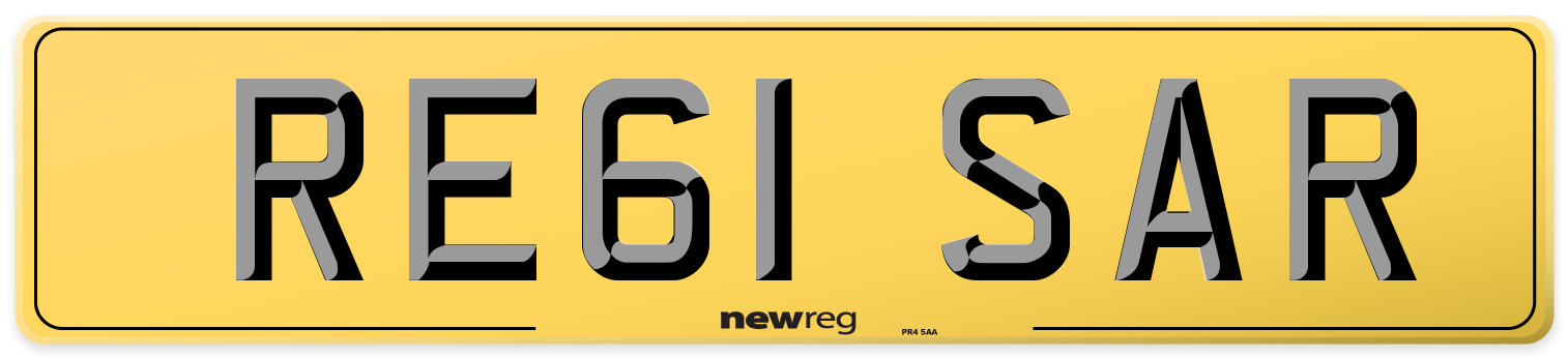 RE61 SAR Rear Number Plate