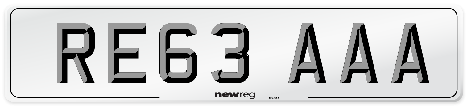 RE63 AAA Front Number Plate