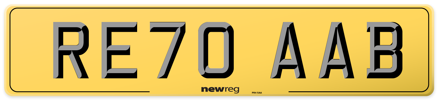RE70 AAB Rear Number Plate