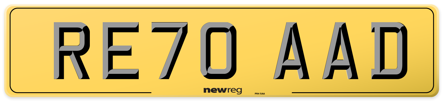 RE70 AAD Rear Number Plate