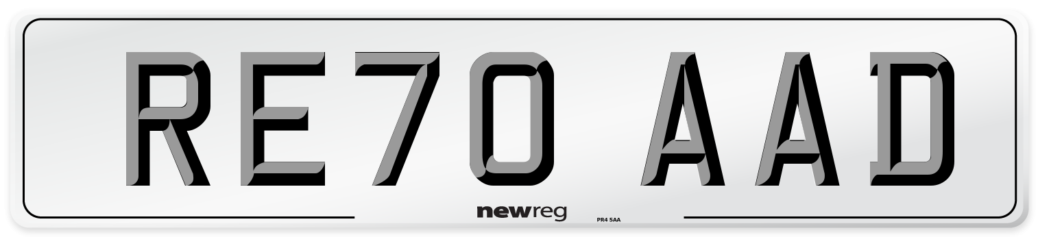 RE70 AAD Front Number Plate