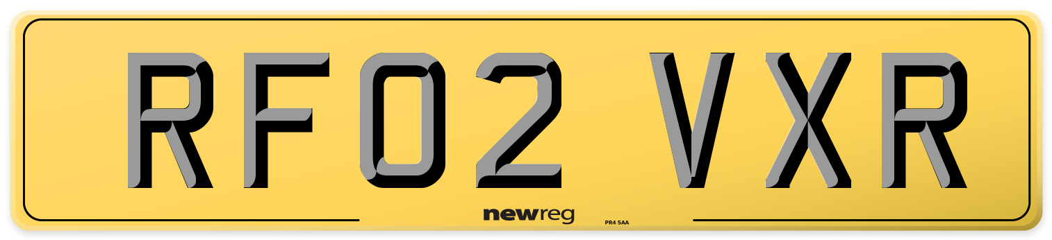 RF02 VXR Rear Number Plate