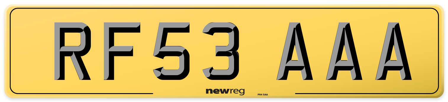 RF53 AAA Rear Number Plate