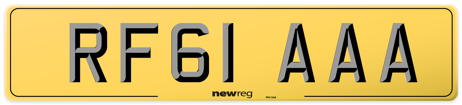 RF61 AAA Rear Number Plate