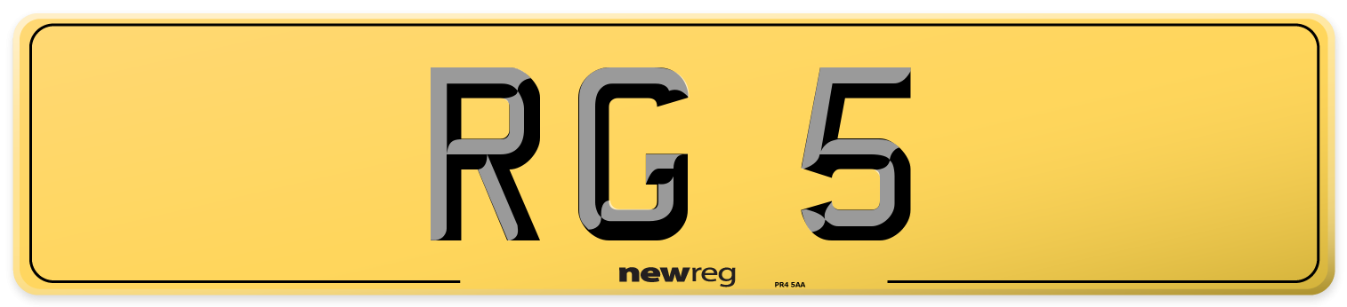 RG 5 Rear Number Plate