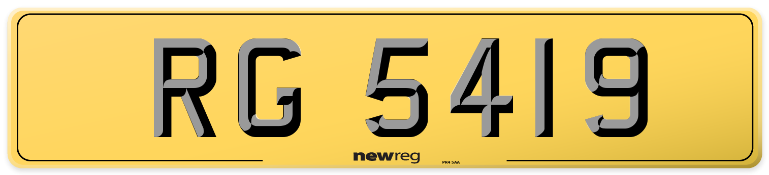 RG 5419 Rear Number Plate