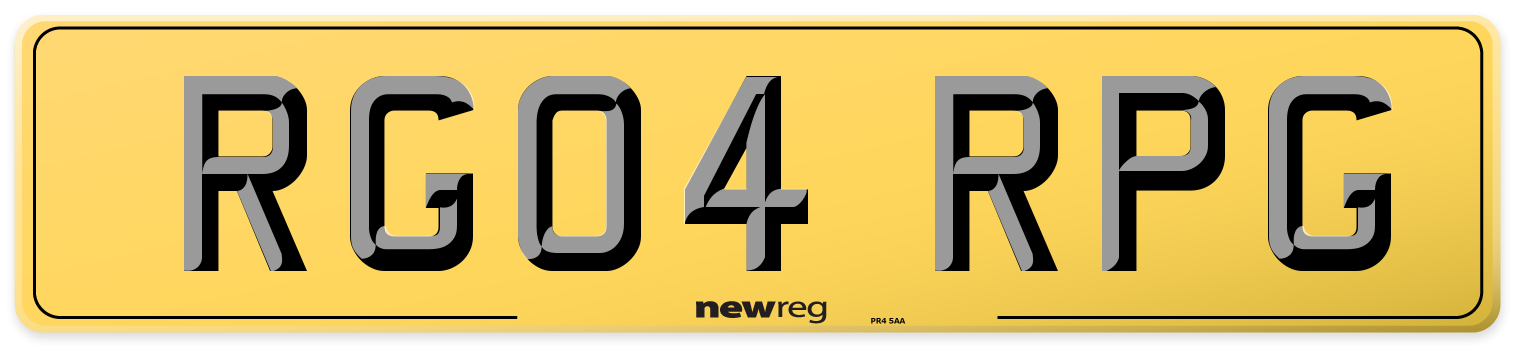 RG04 RPG Rear Number Plate