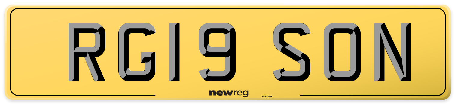 RG19 SON Rear Number Plate