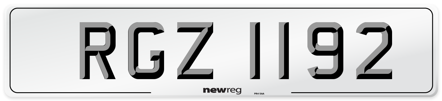 RGZ 1192 Front Number Plate