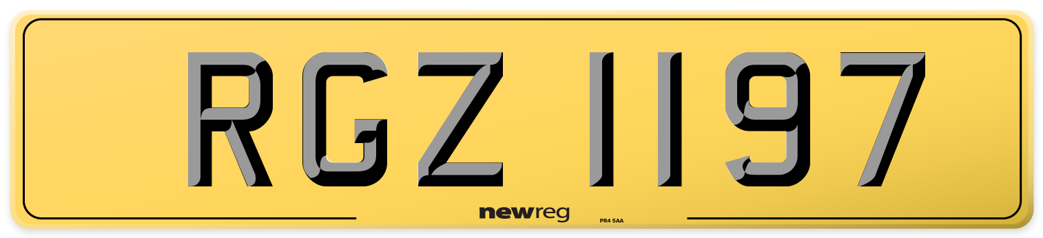 RGZ 1197 Rear Number Plate