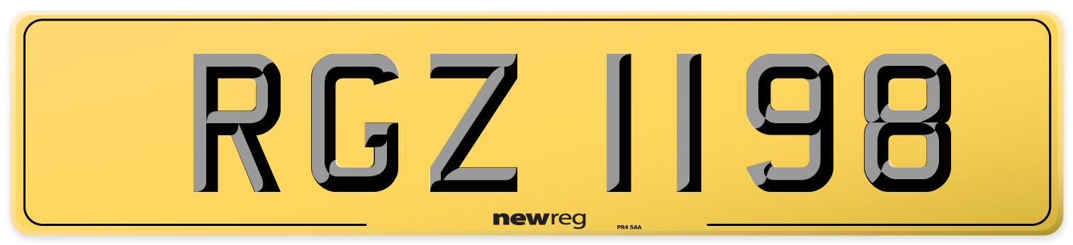 RGZ 1198 Rear Number Plate