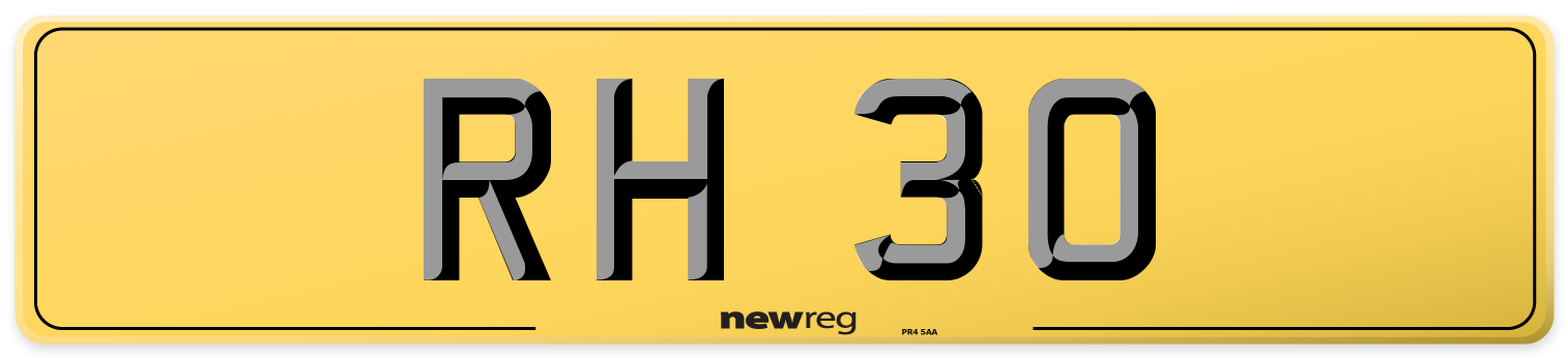 RH 30 Rear Number Plate
