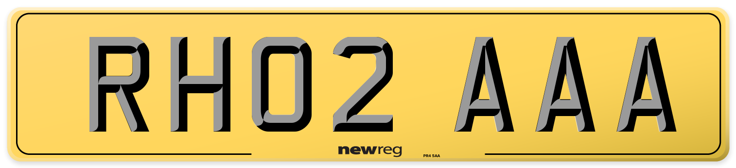 RH02 AAA Rear Number Plate