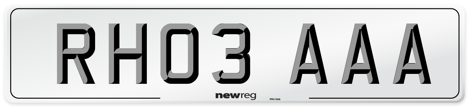 RH03 AAA Front Number Plate