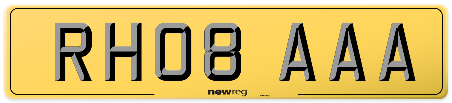 RH08 AAA Rear Number Plate