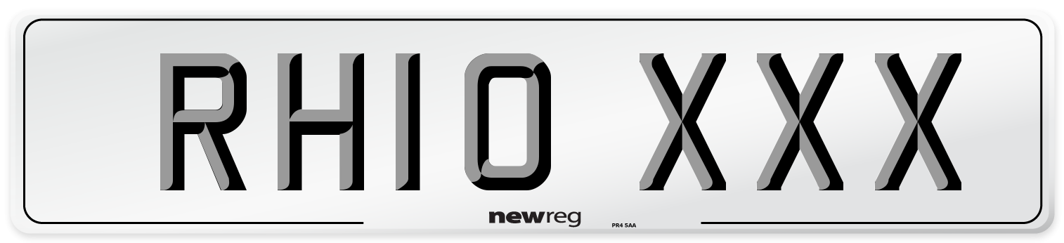 RH10 XXX Front Number Plate