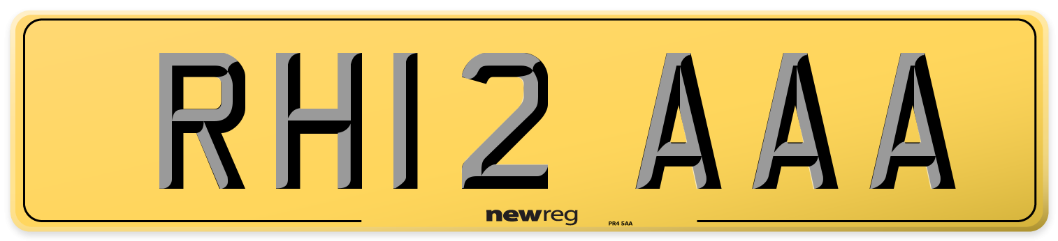 RH12 AAA Rear Number Plate