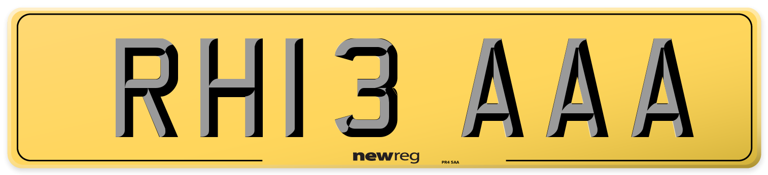 RH13 AAA Rear Number Plate