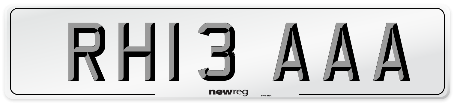 RH13 AAA Front Number Plate