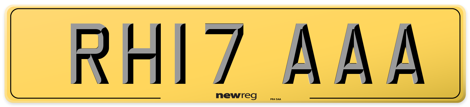 RH17 AAA Rear Number Plate
