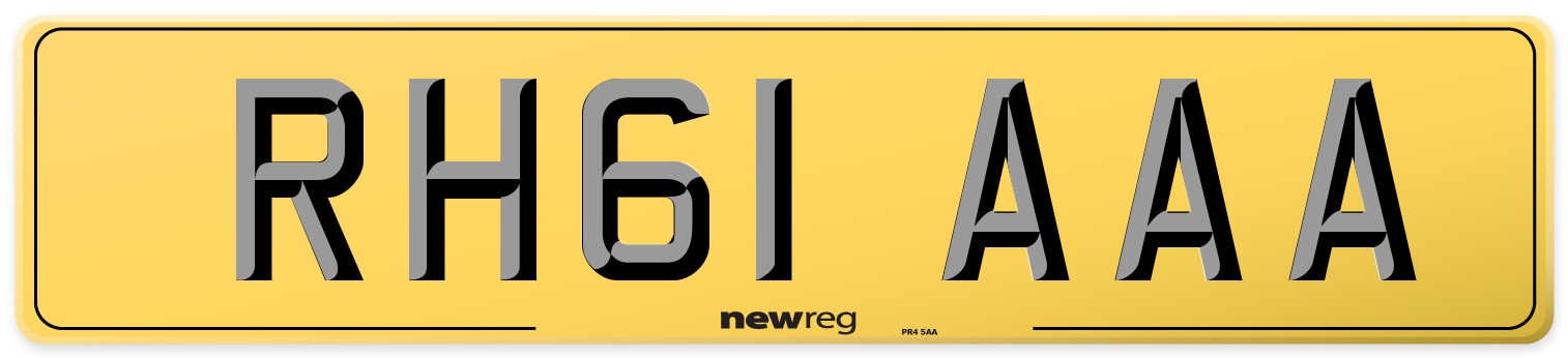RH61 AAA Rear Number Plate