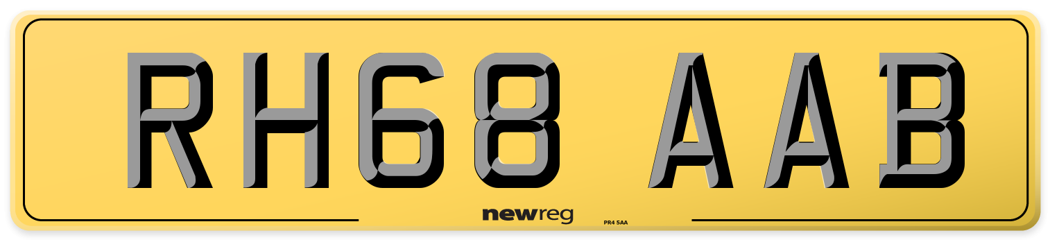 RH68 AAB Rear Number Plate
