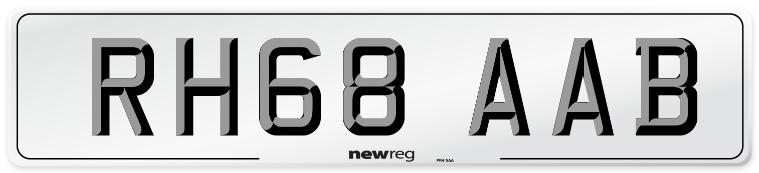 RH68 AAB Front Number Plate
